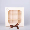Ready To Ship 9 Divider Food Bread Cake Candy Macaron Donuts Dessert Gift Paper Box With Clear Window Lid