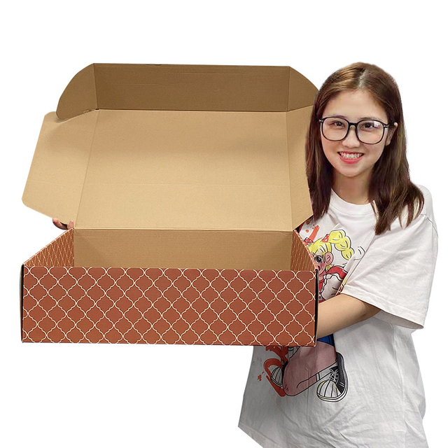 Full Custom Chinese Cheap Big Kraft Recycled Corrugated Mailing Box Large Mailer Box Flat Fold Black Shipping Boxes With Logo