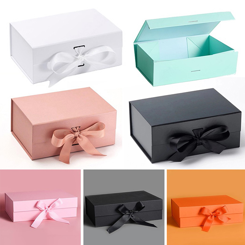 Rigid Cardboard Gift Paper Box Wedding Gift Box With Ribbon Gift Box Custom Logo