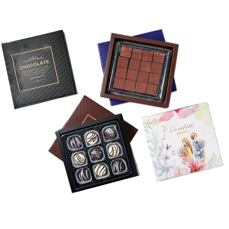 2022 Wholesale Luxury chocolate Individual packaging foldable Chocolate box with PVC INSERT