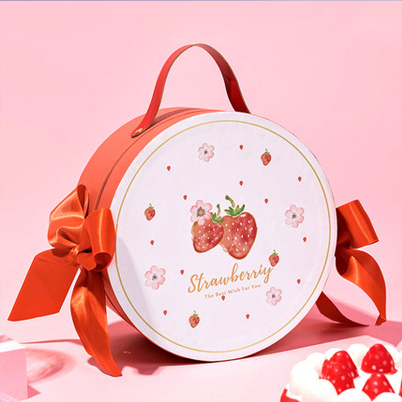 free design custon logo round box cosmetic cute round cardboard gift boxes packaging tubes with handle