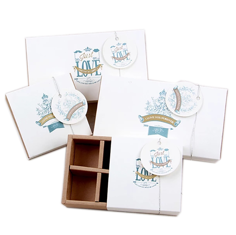 White Sliding Drawer Fancy Paper Chocolate Handmade Gift Packaging Box