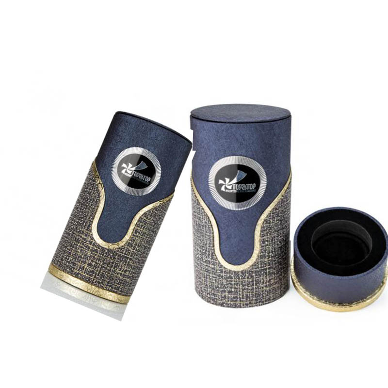 Luxury Custom Logo Black Round Tube Packaging Box Round Paper Box For Perfume