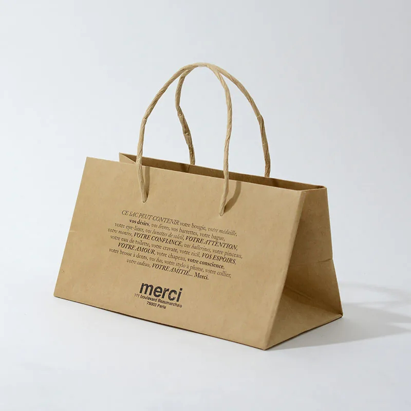 Wholesale Gold Stamping Bags Kraft Custom Luxury Brown Gift Shopping Craft Packaging Paper Bag With Your Own Logo