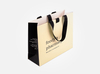 Gold Stmaping Luxury White Clothing Shopping Paper Bag With Ribbon Handle