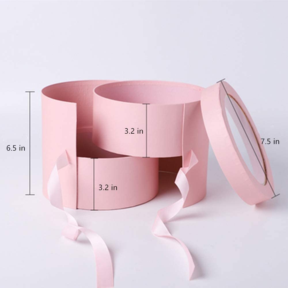 Custom Logo Double Layers Rotating Drawer Luxury Round Flower Gift Boxes Packaging Flower Box Packaging Tubes with Lid
