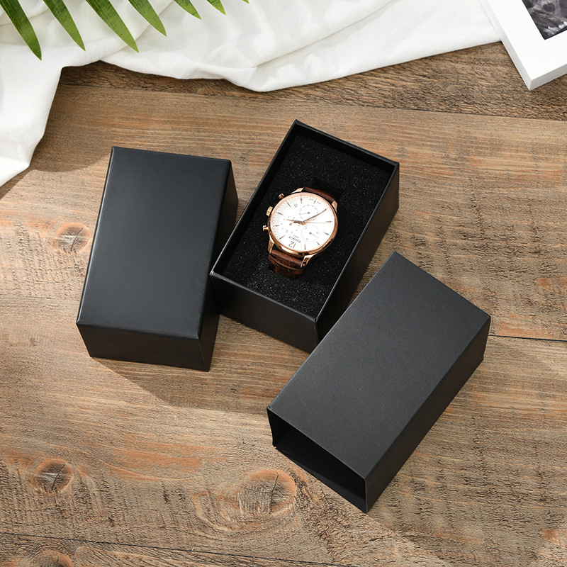 Custom Luxury Paper Cardboard Slide Out Drawer Type Packing Watch Gift Box Watch Box Packaging Box For Watches