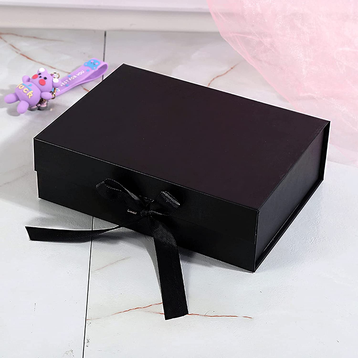 Collapsible Box with Magnetic Closure Gift Box for Christmas Wedding Birthday Proposal Gift Packaging Black Gift Box