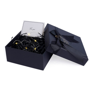 Large Black Gift Box with LED String Lights Greeting Card Lid And Base Boxes for Big Gifts