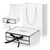 Luxury Present Box with Ribbon Magnetic Gift Boxes Wholesale White Gift Box with Shopping Bag Greeting Card
