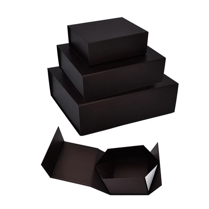 Luxury Matte Lamination Book Shaped Rigid Paper box Custom Printed Magnetic Closure Gift Box Black Wine Gift Box with Foam