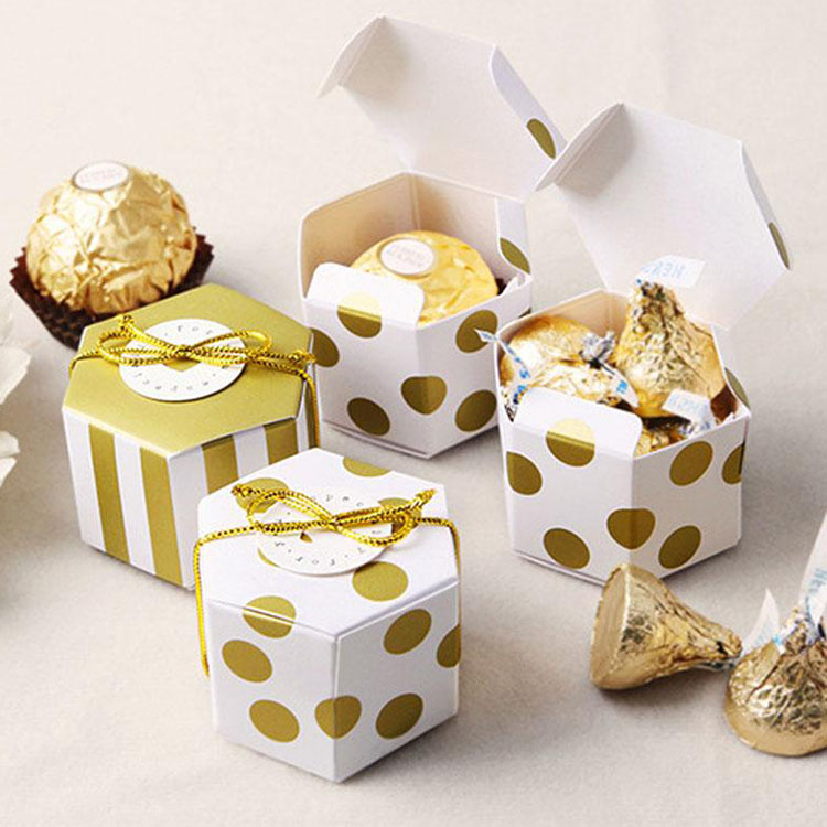 Hot Sale Cheap Christmas Special Recycled Mini Cupcake Hexagon Shape Cardboard Chocolate Packaging Gift Box