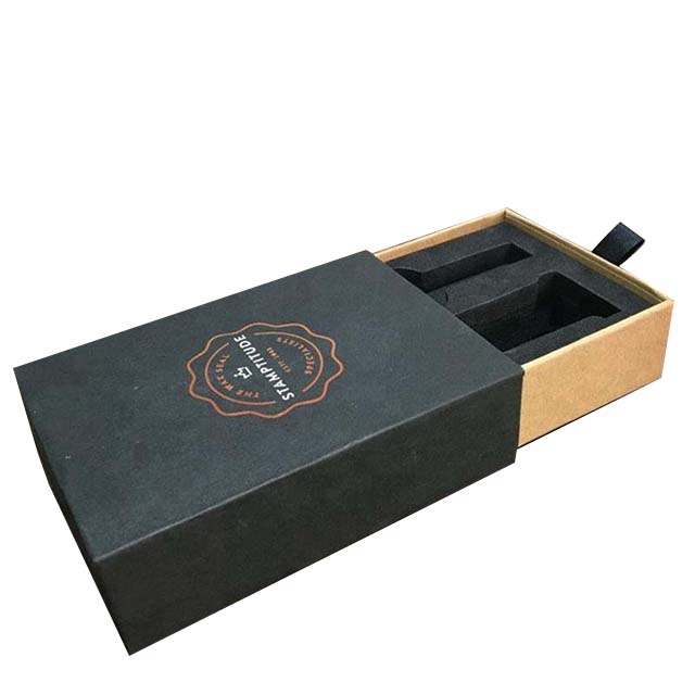 Free Design Custom Logo Lid And Base Electronic Black Packaging Paper Box With Insert