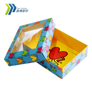 Hot Ins Style Custom Logo Lid And Base Socks Baby Bow Cardboard Small Sock Gift Packaging Box With PVC Clear Window