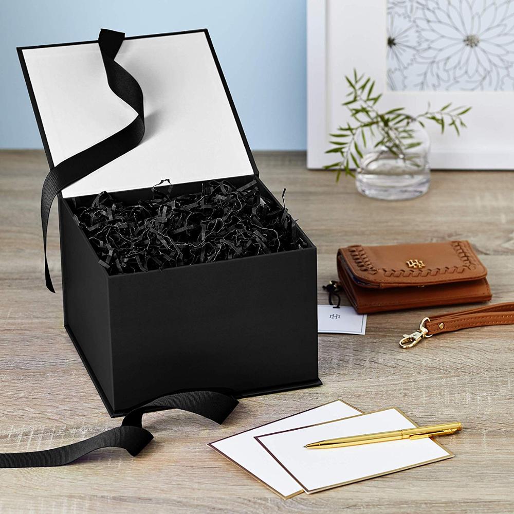 Black Luxury Hallmark Big Xmas Chocolate Cardboard Square Christmas Eve Festival Custom Empty Packaging Gift Box for Wedding