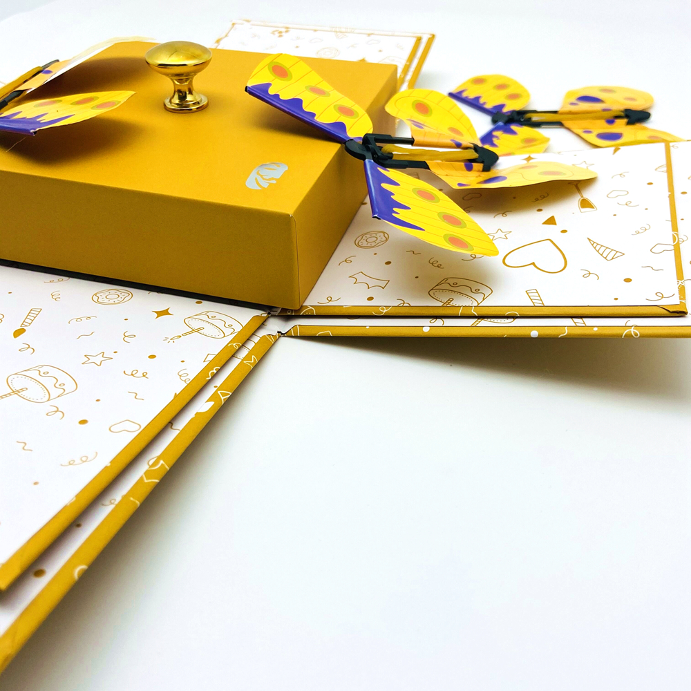 Free Design Custom Logo Gift Packaging Explosion Box Surprise Gift Box Mystery Box With Flying Butterfly