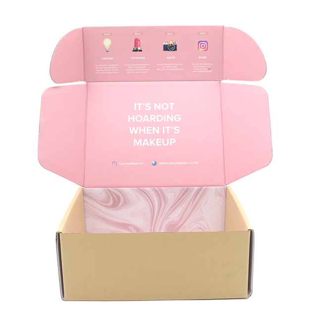 Luxury Corrugate Mail Cosmetics Free Sample Custom Logo Lash Corrugated Pink Shipping Color Packaging Boxes