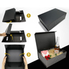 Large Box Long Ribbon Simple Style Matte Black Gift Box with Magnet Gift Packaging Boxes